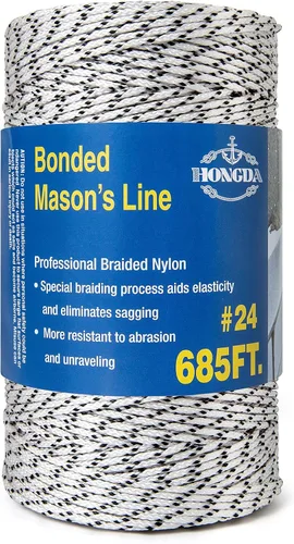 Miniatura 7 de HONGDA Líneas de cuerda de mampostería profesional, 500 pies #18 línea de albañilería de nailon trenzado unido, cuerda duradera y versátil