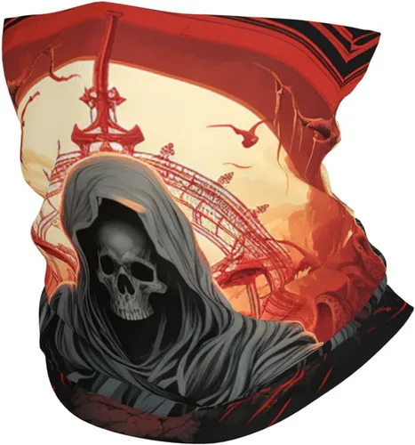 CASGTNZ grim reaper Death skeleton angel red Neck Gaiter Face Cover Balaclava Gaiter Mask for Men Women Bandana for Motorcycle Cycling Riding Skiing