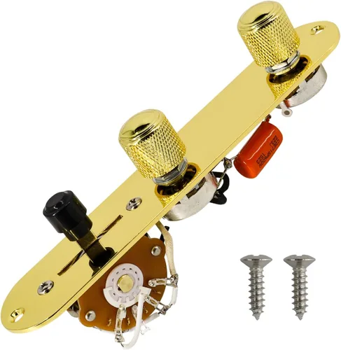 Miniatura 11 de Placa de control de guitarra totalmente cargada, interruptor de 3 vías precableado, 250 K, grandes potenciómetros moleteados, controles de tono