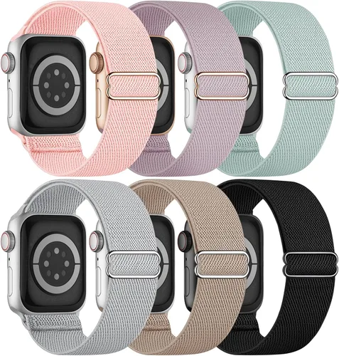 Miniatura 7 de Paquete de 6 correas elásticas Solo Loop compatibles con Apple Watch de 1.496 pulgadas, 1.575 pulgadas, 1.614 pulgadas, 1.654 pulgadas, 1.732