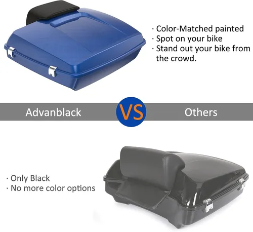 Miniatura 5 de Moto Onfire cajuela para equipaje Tour-Pak para moto con respaldo para Harley Davidson 14 Later Touring Street Glide FLH FLHX FLHR., Azul