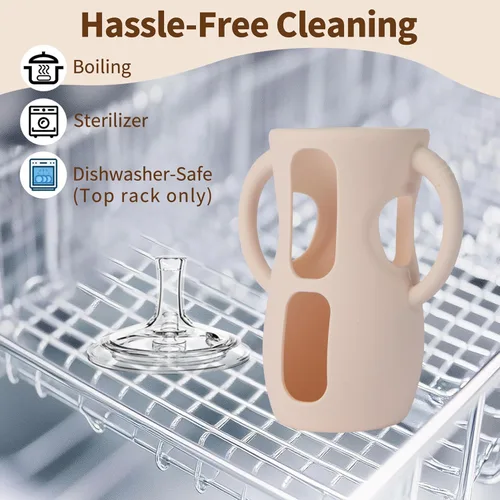 Miniatura 6 de Kit de Conversión de Vaso con Pajita con Fundas de Silicona para Biberón de Vidrio Natural Avent de 8oz, Kit de Transición de Vasos Entrenadores