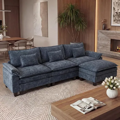Miniatura 31 de URRED Cloud Couch Sofá Seccional Modular, Sofá Moderno en Forma de U de Asiento Profundo de 157", con 2 Otomanas y Almohadas, Sofás de Chenilla Azul