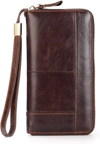 Cartera larga de cuero para hombre, bolso de mano grande para negocios, tarjetero para teléfono, regalo para hombres, padre, hijo, marido, novio