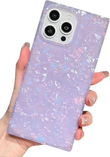 Miniatura 49 de Elegante Funda con Concha de Madre Perla para Niña Compatible con iPhone 14 de 6.1 Pulgadas, Funda Rectángulo con Borde, Elegante y delgada