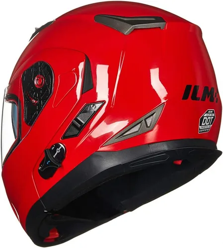 Miniatura 7 de ILM - Casco de motocicleta modular con visera solar abatible, Bluetooth integrado, intercomunicador, Mp3 Modelo 953/953 PRO Rojo