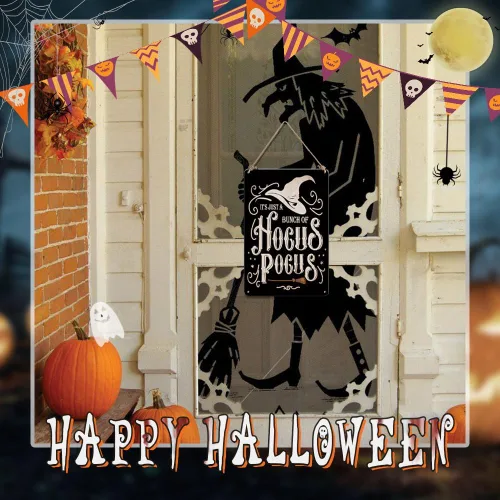 Miniatura 5 de Hocus Pocus - Letrero de metal para decoración de Halloween, letrero de hocus pocus bruja, 8 x 12 pulgadas, letrero de hocus pocus para decoración