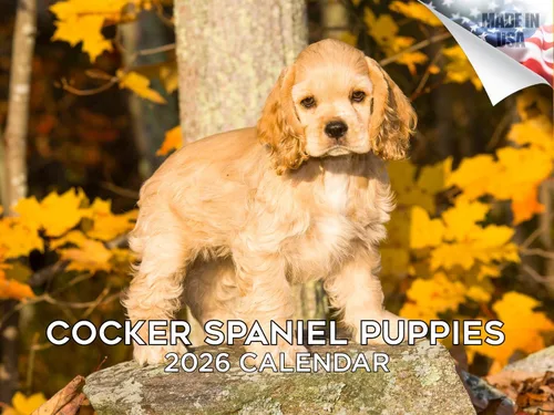 Miniatura 33 de Calendario 2025 2026 de cachorros Cocker Spaniel - Calendario mensual de pared de raza de perro - 12" x 24" abierto - Papel grueso sin sangrado