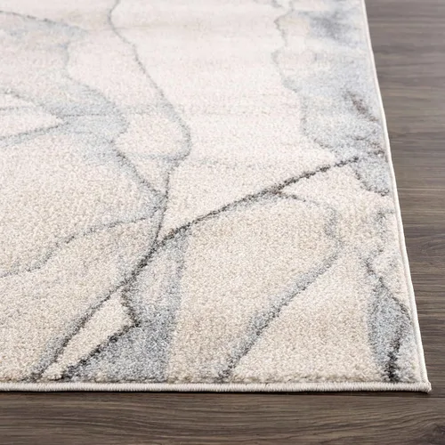Miniatura 4 de Abani Alfombra contemporánea en capas gris y beige para comedor, de alta calidad, no desprende pelusa, 4 x 6 pies, diseño moderno