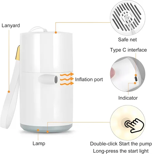 Miniatura 9 de Bomba de aire eléctrica al aire libre Luz de camping SOS Light Batería de litio de gran capacidad para balsa de aire cojín de aire Anillo de natación