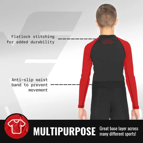 Miniatura 3 de Elite Sports Protectores de erupción para niños y niñas, compresión de manga completa BJJ para niños y jóvenes