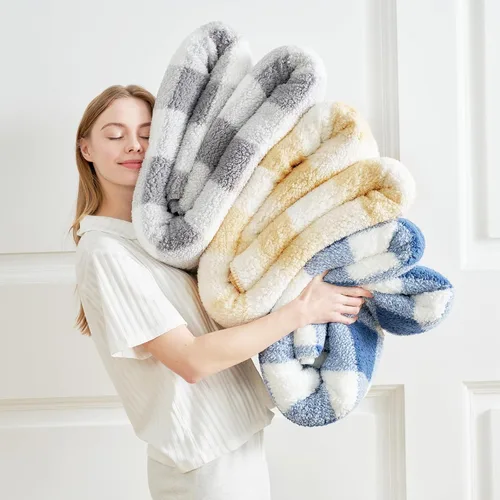 Miniatura 8 de Cozy Bliss Manta Sherpa de lujo para sofá, manta gruesa reversible de cuadros Buffalo de alta calidad, cálida y acogedora manta suave para el hogar