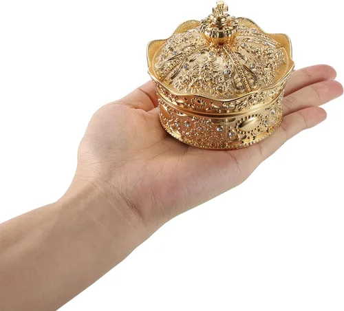 Miniatura 8 de Hipiwe Joyero antiguo con diseño de corona del tesoro, caja de almacenamiento para recuerdos, regalo para mujeres