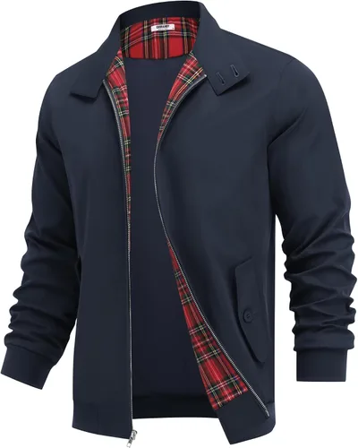 Miniatura 9 de COOFANDY - Chaquetas ligeras para hombre, chaqueta casual de estilo cortavientos con cremallera, cuello parado, chaqueta de golf elegante