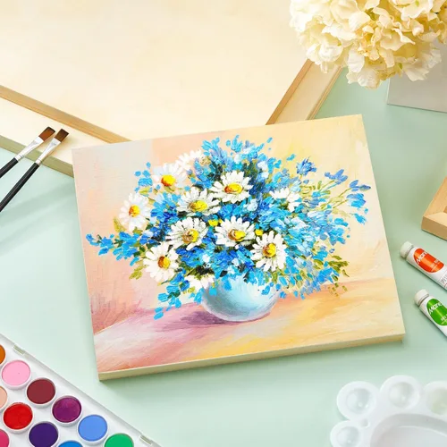Miniatura 5 de Paquete de 16 tableros de lienzo de madera sin acabar, paneles de pintura de madera en blanco a granel para tableros de cuna profunda, pintura
