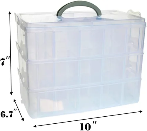 Miniatura 7 de Sooyee - Caja de almacenamiento de 3 capas para cosas y manualidades con 30 compartimentos ajustables para organizar cinta Washi, accesorios
