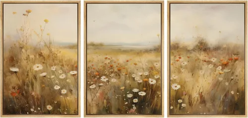Miniatura 129 de SIGNWIN Impresión en Lienzo Enmarcado Arte de Pared Rosa Blanca Suave Floral Flores Delicadas en Floración Ilustraciones Modernas Bohemias Escénicas