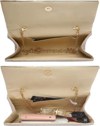 Miniatura 5 de Dasein Bolso de noche para mujer, bolso de mano con purpurina para boda, bolso de novia brillante para cóctel, fiesta, baile de graduación