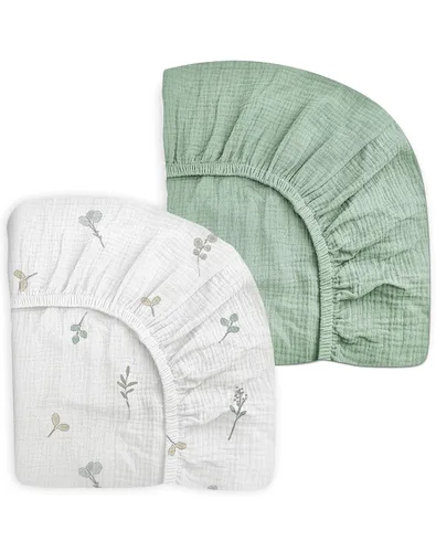 Miniatura 10 de Pack and Play Sábanas para bebés, niños y niñas, 39 x 27 x 3 pulgadas, muselina neutra de algodón, paquete N Play, sábana con estilo bohemio
