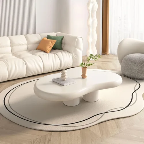 Miniatura 5 de Guyii Cloud - Mesa de centro moderna blanca para sala de estar, bonita mesa de té irregular para interiores con 3 patas, fácil montaje