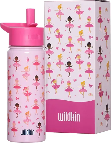 Miniatura 17 de Wildkin Kids - Botella de agua de acero inoxidable de 14 onzas para niños – Sin BPA, a prueba de fugas, aislada, fácil de limpiar - Ballerina