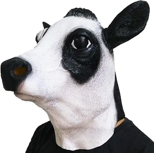 Miniatura 5 de HENGYUTOYMASK Máscara de cabeza de vaca de látex, vaca lechera, animal de granja, Moo, disfraz de Halloween, fiesta, mascarada, fiesta de disfraces