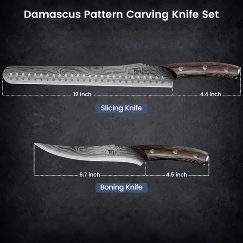 Miniatura 2 de SYOKAMI Juego de cuchillos para rebanar brisket, cuchillos de trinchar y deshuesar para carne y pavo, juego de cuchillos de cocina de acero de alto