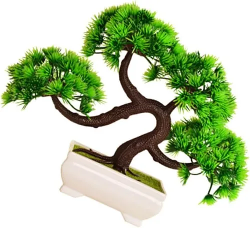 DECHOUS Pino simulado decorativo realista pequeña planta falsa planta en maceta para oficina en casa