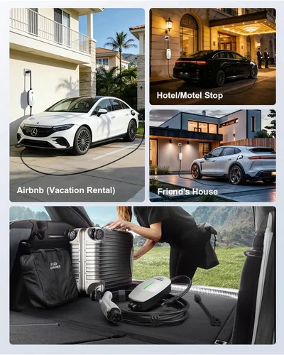 Miniatura 7 de EVDANCE Cargador EV Nivel 1 y 2, Cargador Portátil para Vehículo Eléctrico con Cable de 25 Pies, Estación de Carga EV para el Hogar para Autos Blanco