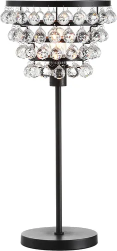 JONATHAN Y JYL9004A - Lámpara de mesa de bronce de 25 pulgadas, lámpara de estilo industrial moderno, cuentas de cristal transparente, lámpara de
