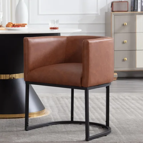 Miniatura 16 de RIVOVA Silla de Comedor Tapizada, Sillón Lateral Moderno Tipo Barril Tapizado, Sillas de Comedor Tapizadas, Cómodo Sillón, Silla Lateral de Cocina