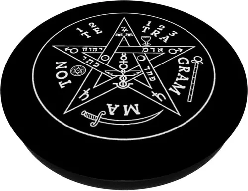 Miniatura 2 de Tetragrammaton Pentagram PopSockets - Agarre y soporte para teléfonos y tabletas, Negro