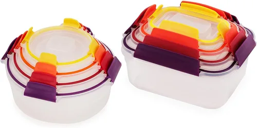 Miniatura 14 de Joseph Joseph Nest Lock Juego de recipientes de plástico para almacenar alimentos sin BPA, con tapas con cierre hermético a prueba de fugas, 10