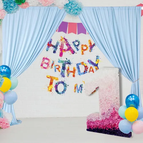 Miniatura 4 de Cortinas de fondo azul bebé de 10 x 9 pies sin arrugas para fiestas, cortinas de tela gruesa para fotos, para bodas, cumpleaños, baby shower