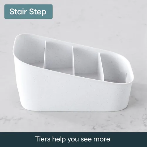 Miniatura 3 de YouCopia ShelfBin - Organizador de paquetes, contenedor dividido elevado de 4 niveles en escalera, organizador de almacenamiento sin BPA