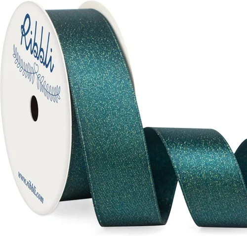 Miniatura 20 de Ribbli Cinta negra de doble cara, purpurina de lujo, 3/8 pulgadas x 10 yardas, cinta de boda para manualidades, envoltura de regalos y decoración