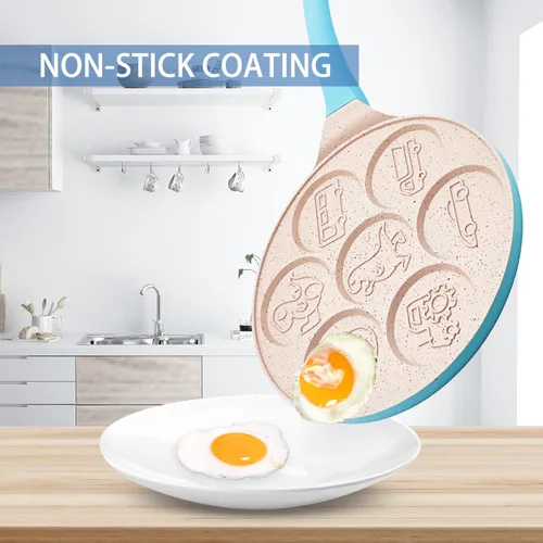 Miniatura 6 de Sartén de dinosaurio para huevos de 7 tazas, sartén para tortitas para niños, antiadherente, cocina, autos, camiones, molde para panqueques, molde