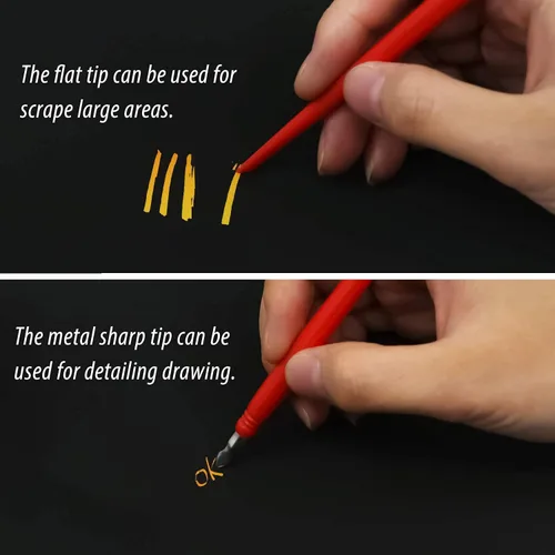 Miniatura 4 de Scratch Arts Tools 18 piezas, bolígrafo para rascar con pincel limpio, juego de manualidades, bolígrafo de color de dibujo para rascar doble