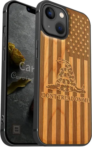 Miniatura 11 de Carveit Funda magnética de madera para iPhone 13 [madera natural y TPU suave] Funda protectora de madera única a prueba de golpes compatible