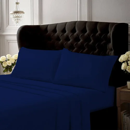 Miniatura 11 de Tribeca Living Juego de sábanas y fundas de almohada de algodón percal de algodón fresco y suave, bolsillo extra profundo, 300 hilos, ropa de cama