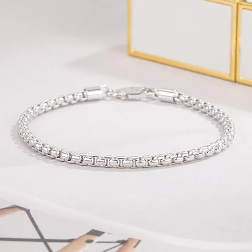 Miniatura 8 de Pulsera de plata de ley 925 para hombres y mujeres, 0.118 pulgadas, eslabones cuadrados Rolo Link, cadena redonda de 6.3 pulgadas, 6.7 pulgadas, 7