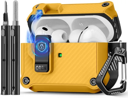 Miniatura 21 de Pohgelan - Funda compatible con AirPods Pro 2ª/1ª (azul) Cerradura magnética automática con kit de limpieza, compatible con Magsafe