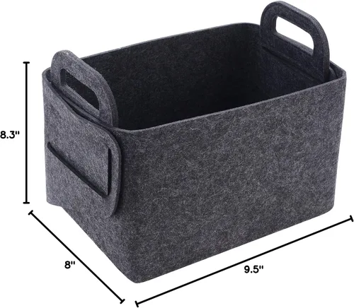 Miniatura 8 de Minoisome - Canasta organizadora de fieltro plegable y práctica con asas, para oficina, dormitorio, armario, habitación de bebé, juguetes, DVD