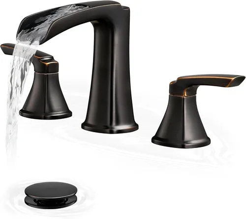 Grifo de cascada de latón, grifo de fregadero de baño de bronce aceitado, grifo de baño de 4 a 16 pulgadas, grifos de baño de 2 manijas para Oil
