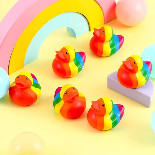 Miniatura 5 de DEEKIN Juego de patos de goma arcoíris a granel, mini patitos de goma para bañera y patito para decoración de arcoíris, colorido, cumpleaños, LGBT