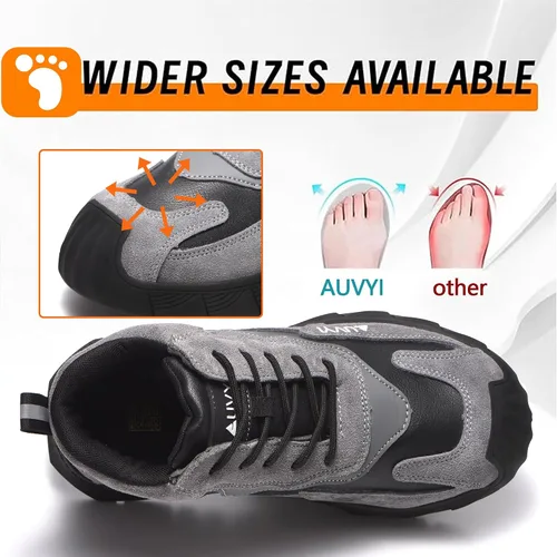 Miniatura 3 de AUVYI Botas de trabajo con punta de acero para hombres – Zapatos de seguridad cómodos y duraderos a prueba de chispas, botas de construcción