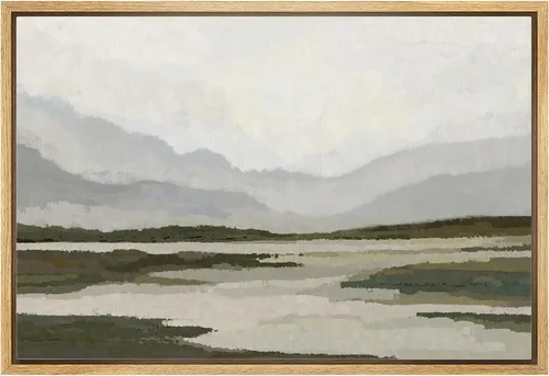 MUDECOR Lienzo enmarcado de arte de pared, diseño de montaña, cordillera, tormenta, nube, lago, paisaje, ilustraciones vintage clásicas, bellas