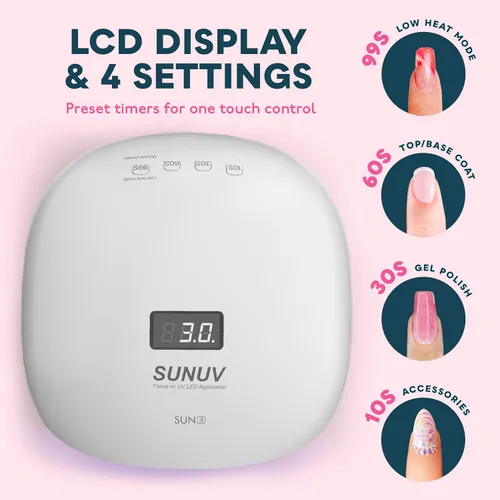 Miniatura 3 de Secador de uñas con gel con LED de 48 W UV y sensor (blanco), de Sunuv