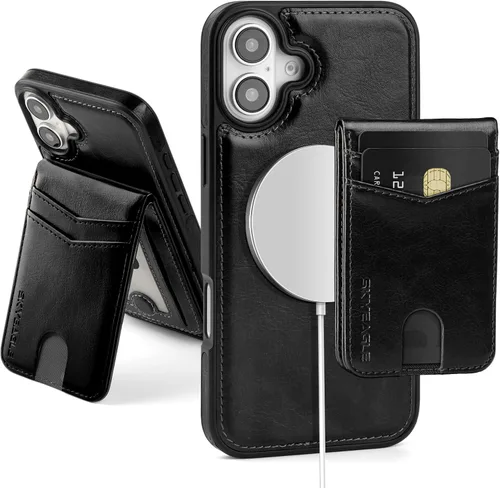 Miniatura 100 de SkyEagle Magsafe - Funda magnética 2 en 1 desmontable para iPhone 11 Pro Max con tarjetero, para mujeres y hombres, piel sintética con bloqueo RFID