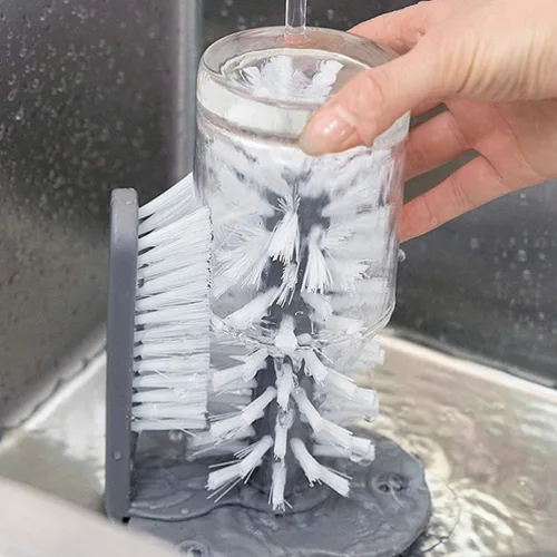 Miniatura 5 de Hemoton 1 taza giratoria para cepillo de té para fácil limpieza, cepillo de té perezoso para uso doméstico, cristalería de doble cara giratoria